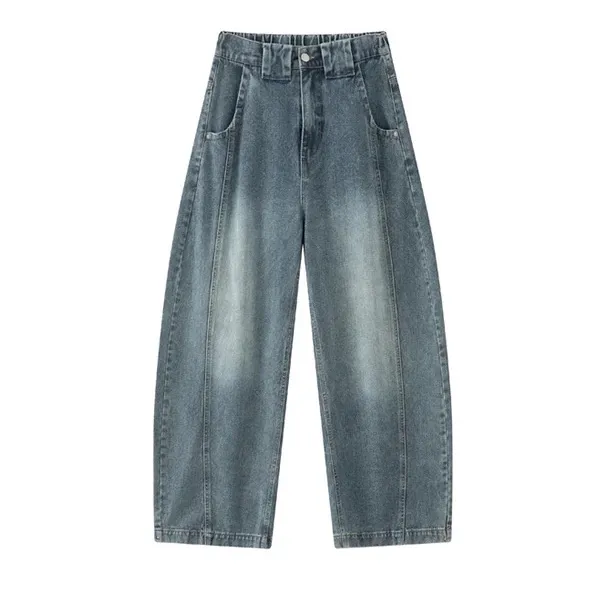 美式复古水洗做旧弯刀裤男女秋冬潮牌痞帅高街百搭宽松直筒牛仔