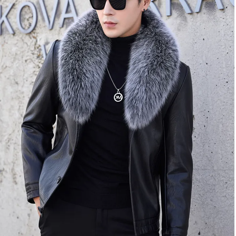 SOHEBENAHT/锡芝班拿皮毛一体真皮皮衣修身绵羊皮夹克冬皮草外套