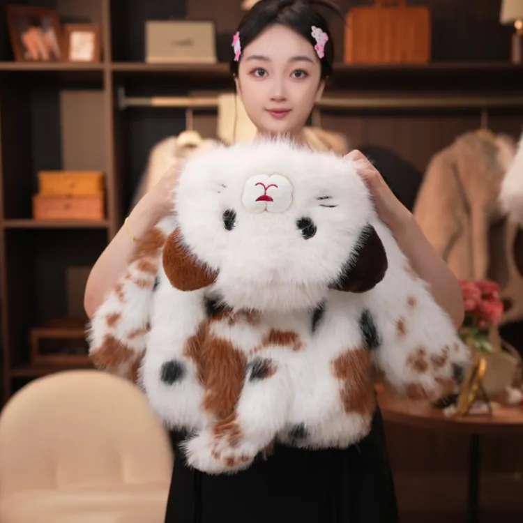 2025亲子男女童冬款毛绒毛茸茸萌宝小三花猫草草冬季保暖加厚外套