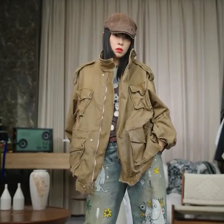 EANSSY G2025秋冬新款拉链立领钢丝口袋工装外套三店NA2510C034