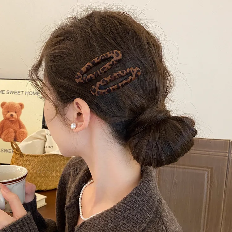 复古豹纹bb夹侧边夹女2025新款高级感前额碎发刘海夹发夹精致发饰
