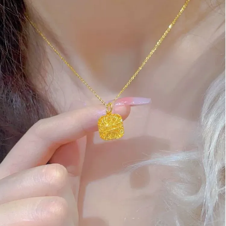 铜合金项链 项链拉丝女精致小众花丝百搭高级锁骨链女轻奢坠链素