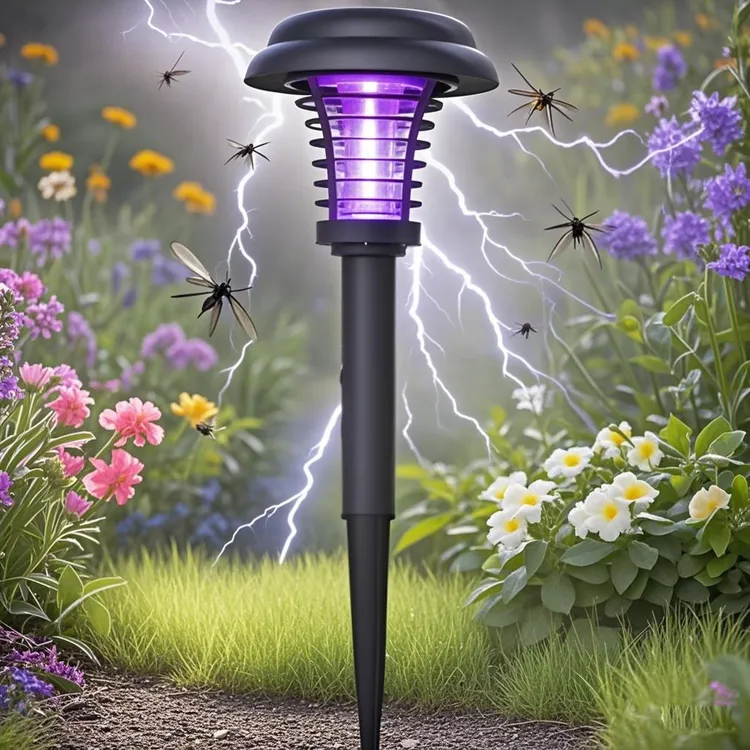 户外太阳能灭蚊灯庭院草坪地插驱蚊灭虫电蚊电击灯花园农场捕蚊灯