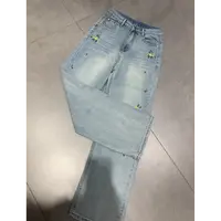 301-2#重工刺绣黄色花朵牛仔裤