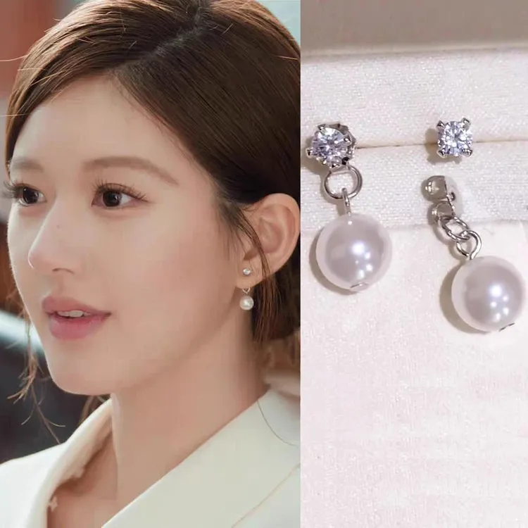 铜合金耳饰 许我耀眼赵露思许妍同款珍珠耳环女轻奢耳钉百搭耳饰