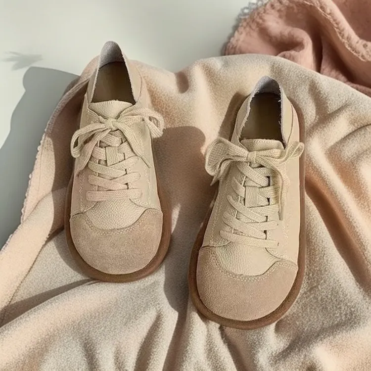 新款踩屎感勃肯鞋文艺圆头丑萌鞋小白鞋2025女女单鞋软底森系柔软