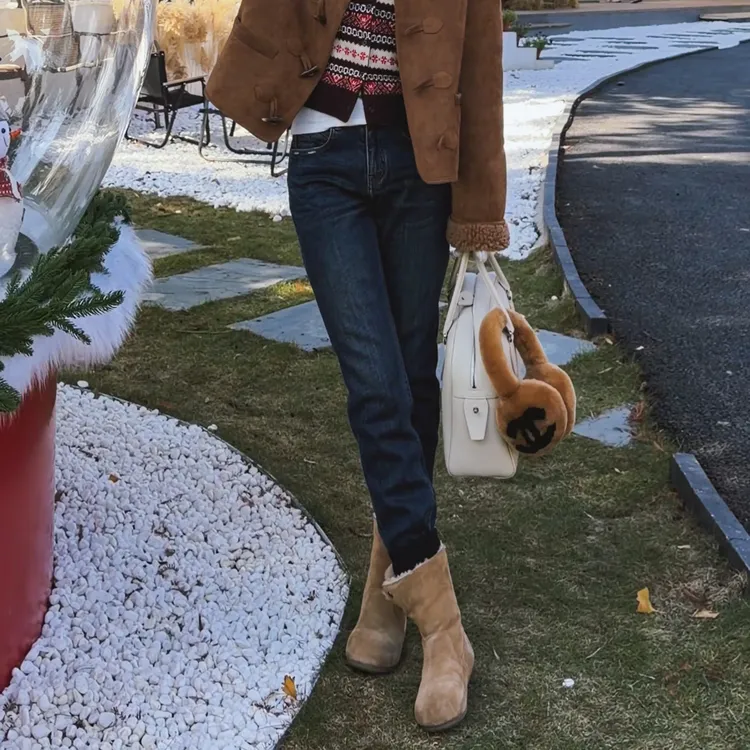 TT【铅笔裤】重磅长绒棉复古水洗丹宁风加绒加厚9分牛仔裤CK5159