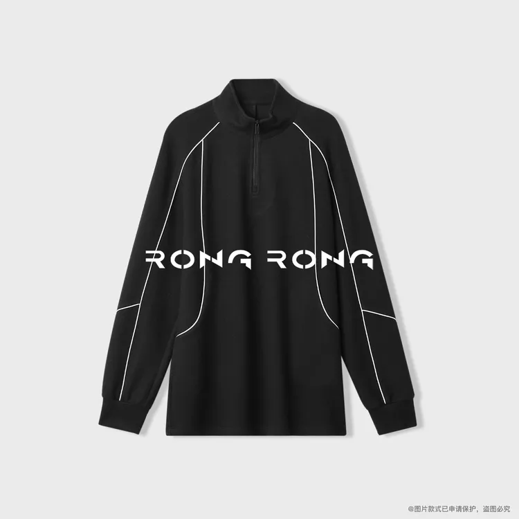 溶溶T【元气酷感】RONGRONG绵羊毛混纺立领半拉链休闲风卫衣T-B0156