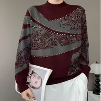 新款中老年妈妈装圆领套头小衫98745