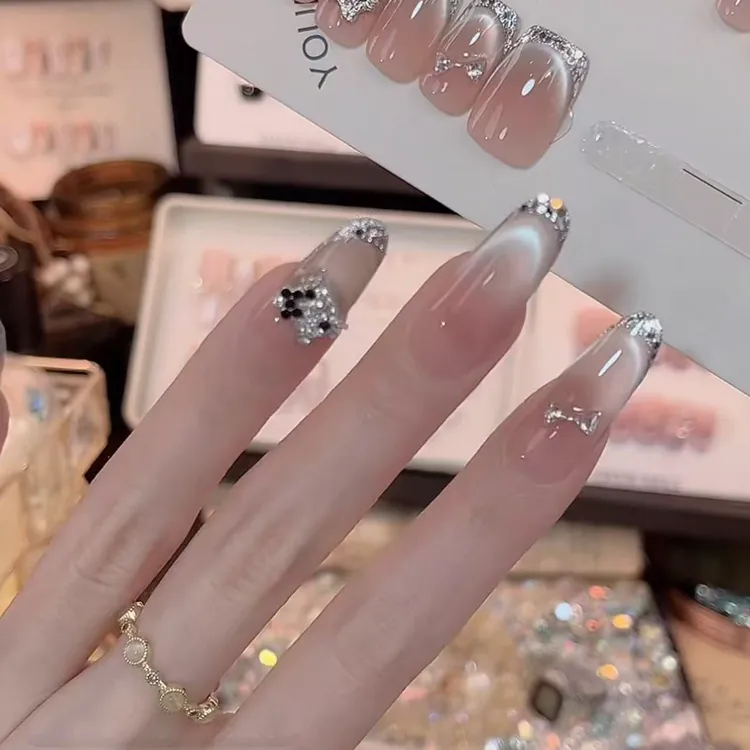 钻面KT- painted clear bow 纯手工穿戴甲 10片装