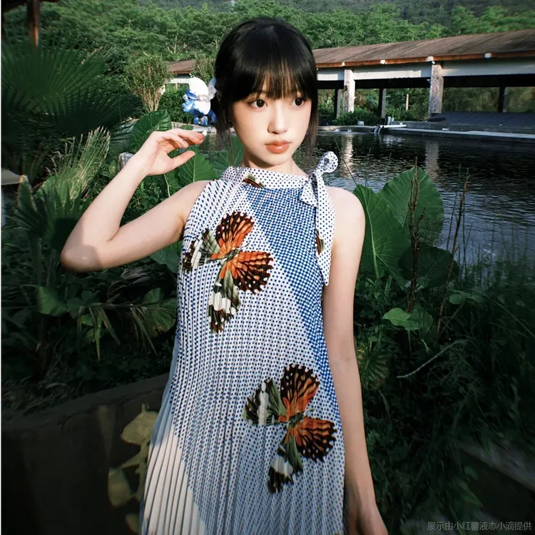 格子A字裙夏季连衣裙显瘦宽松气质中国风性感女士复古出游服装女