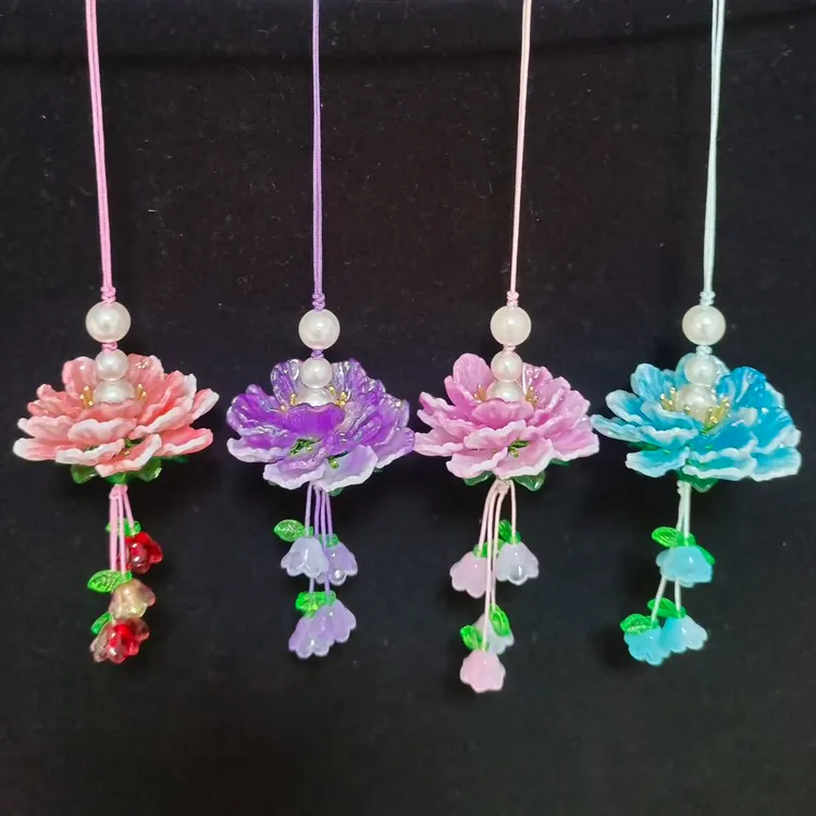 渐变多彩  山茶花  挂件 DIY材料包