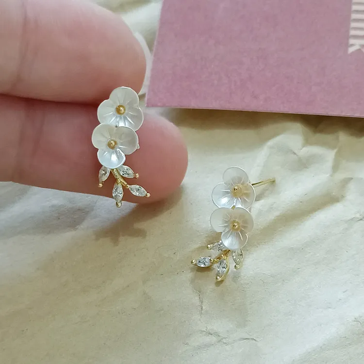 铜合金耳饰 s925银针超仙花朵耳钉高级感耳环女气质花枝甜美耳饰