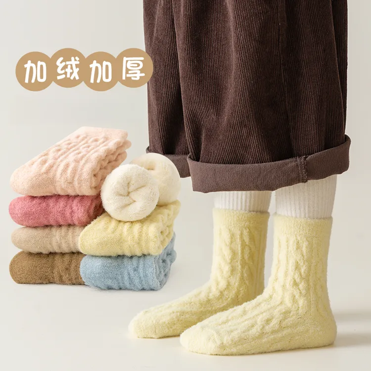 儿童保暖抗起球加绒加厚暖绒袜冬季雪地袜高弹力中筒袜