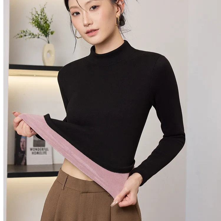 【加绒加厚半高领】韩版修身无痕贴身超保暖奥粒绒打底衫