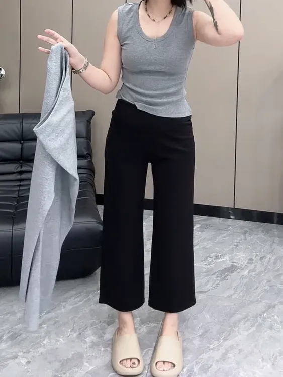 2025夏季新款高腰显瘦大码阔腿显瘦休闲夏季极简阔腿裤