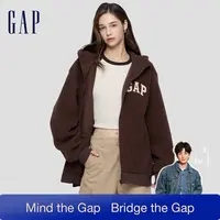 【成毅代言】Gap男女同款秋季刺绣宽松仿羊羔绒拉链连帽卫衣786507