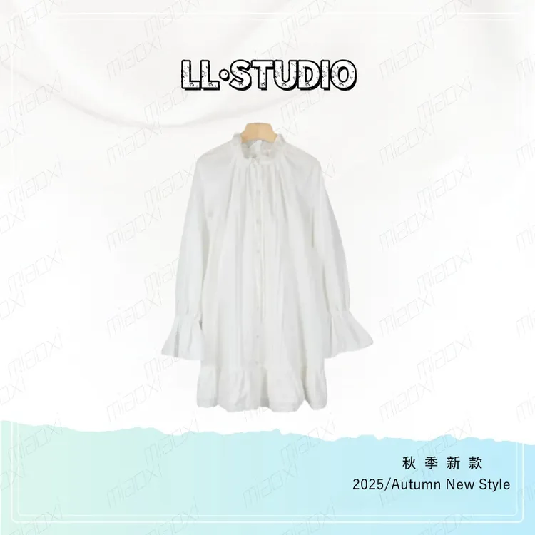 妙兮·LL秋季新款时尚休闲气质宽松显瘦设计款木耳边裙子*20252197