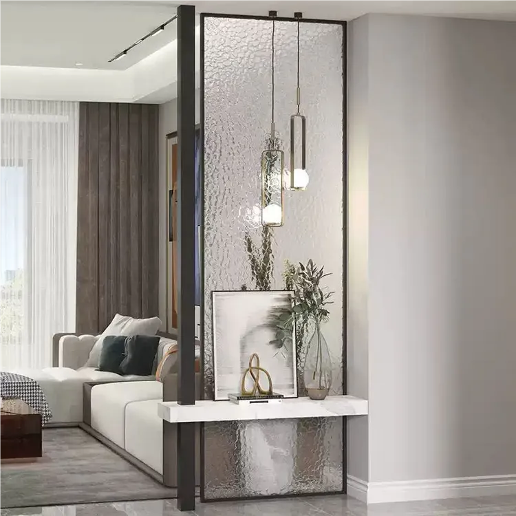 新款铁艺玻璃隔断屏风现代简约客厅入户门玄关ins风轻奢加厚定制