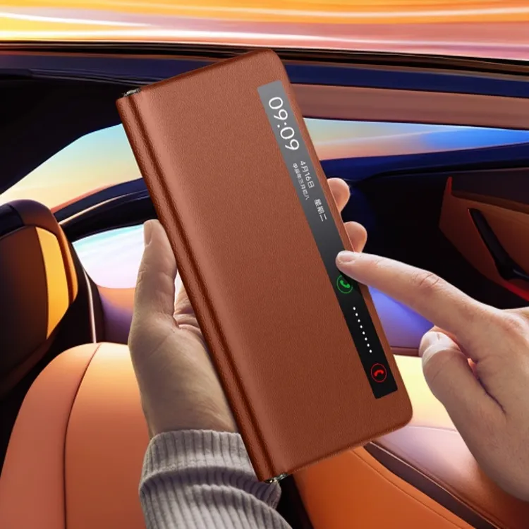 荣耀Magicv3保护套真皮镜头支架翻盖式全包智能适用Magicvs3皮壳