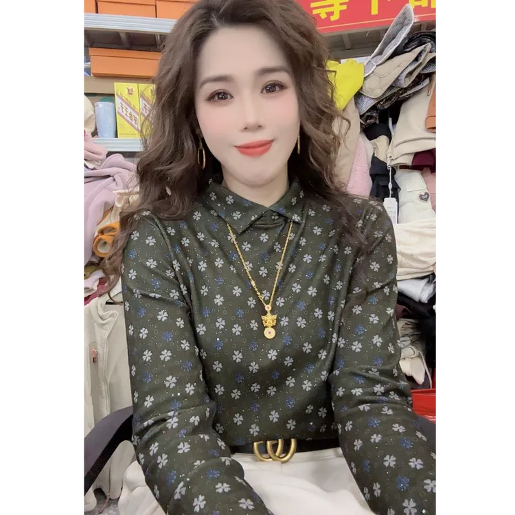 洒银工艺！双面德绒~加厚四叶草印花翻领百搭长袖！