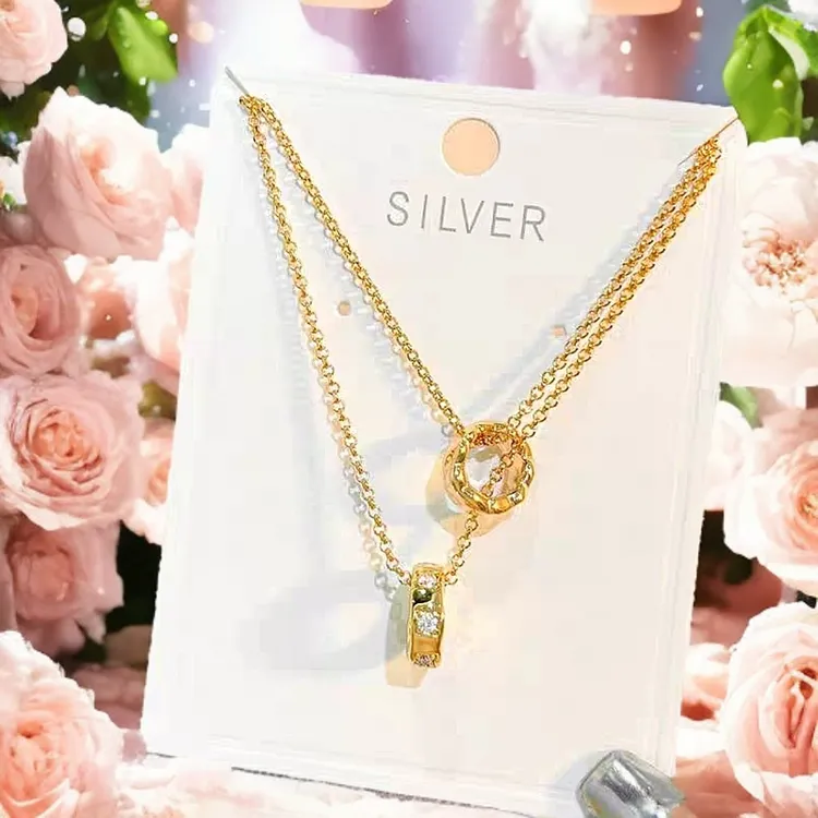 铜合金项链 时尚铜合金满钻小众女植物花卉金色饰品经典坠链链子