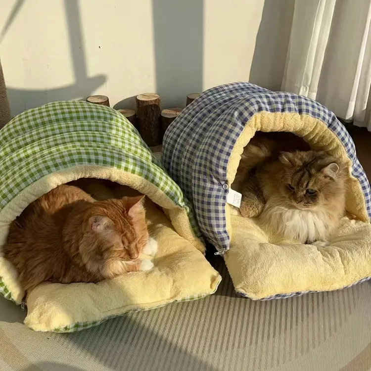 猫窝冬季拉链暗扣款可拆洗封闭式保暖猫窝猫狗通加绒款宠物猫窝