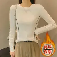 升级款德绒 基础不挑年龄 德绒保暖长袖时尚圆领纯色修身打底衫