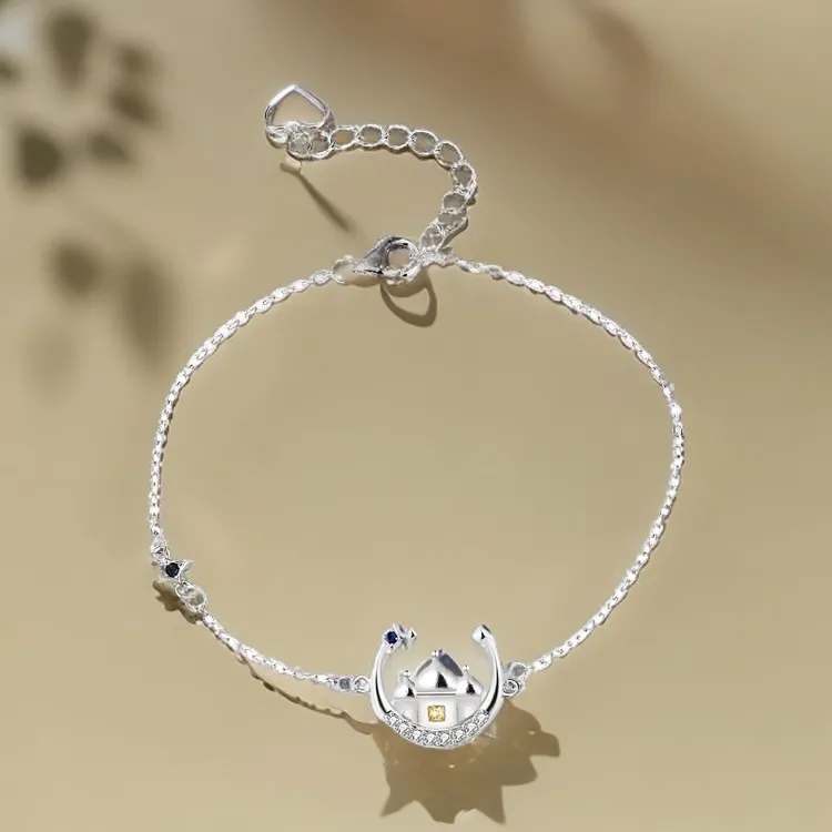 925银合成锆石手链 星月城堡手链女小众百搭风手饰简约时尚饰品
