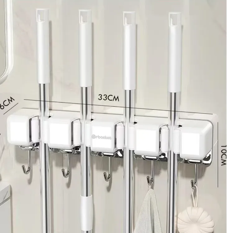 拖把架挂钩拖把夹免打孔壁挂卫生间拖布收纳架强力固定卡扣扫把夹