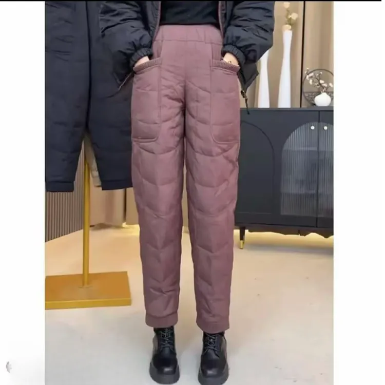 2025款高腰拼接哈伦裤灯笼裤棉裤厚款微弹加绒加厚款束脚裤保暖