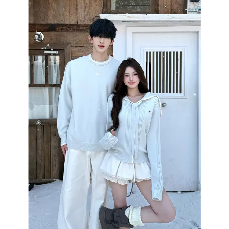 情侣装秋冬2025新款ins超火毛衣男女韩版宽松法式针织衫外套潮牌