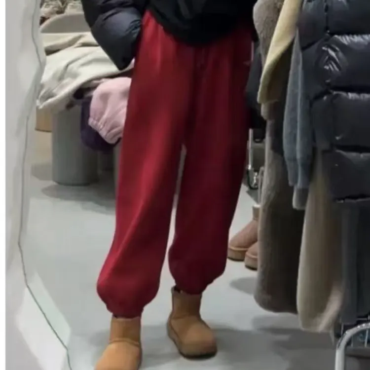 彩序坊 韩版气质显瘦百搭彩色休闲加绒卫裤5121