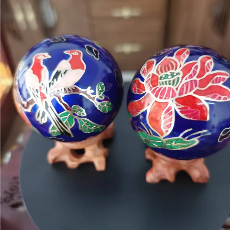 健身球手球景泰蓝工艺空心铃音保定铁球手握健身按摩球高档礼品球