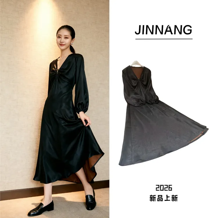 溶溶【戛纳贵妇】RONGRONG 100桑蚕丝香云纱重缎复古连衣裙28136086