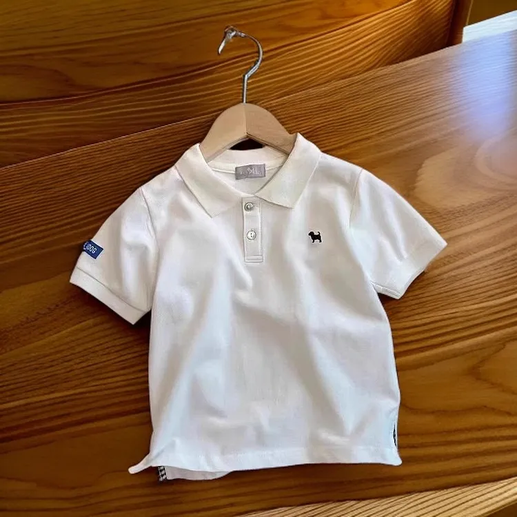 男童短袖T恤百搭翻领白色POLO衫夏季休闲中小童上衣Polo衫男童