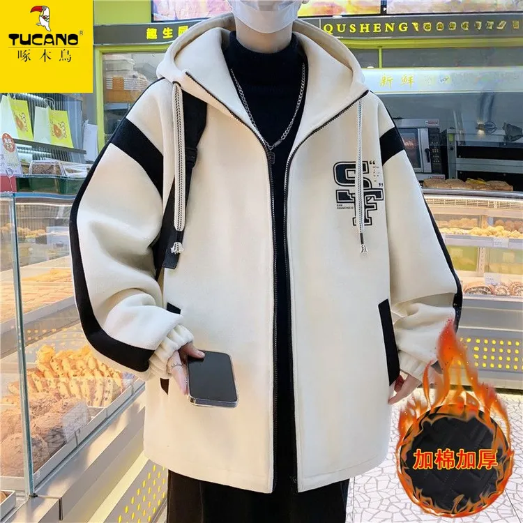 啄木鸟秋冬新款奥粒绒夹克外套男装青少年潮流男士外美式潮牌痞帅