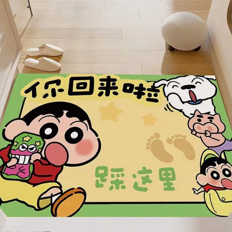热门蜡笔小新入户玄关水晶绒地垫客厅卧室防潮脚垫吸水防滑地毯