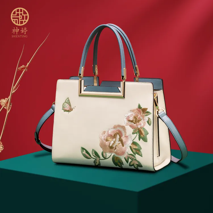 国风节日礼物新款正品女包刺绣女士包包真皮时尚轻奢斜挎包手提包