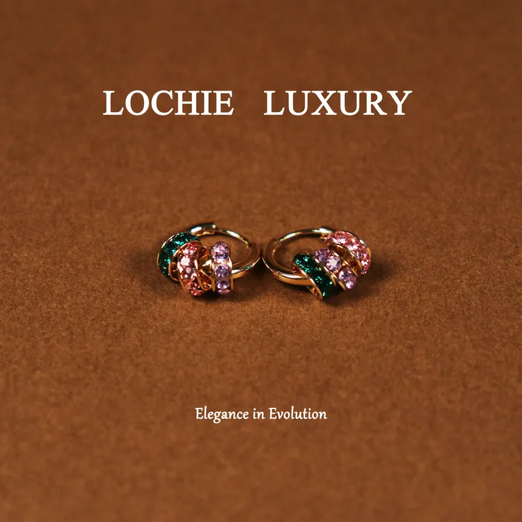 黄铜锆石耳饰 【春和景明】L071法式经典简约百搭三色串珠圈圈耳