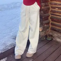 多肉宝贝羊毛+桑蚕丝加绒加厚休闲裤松紧腰显瘦直筒裤2407B3160