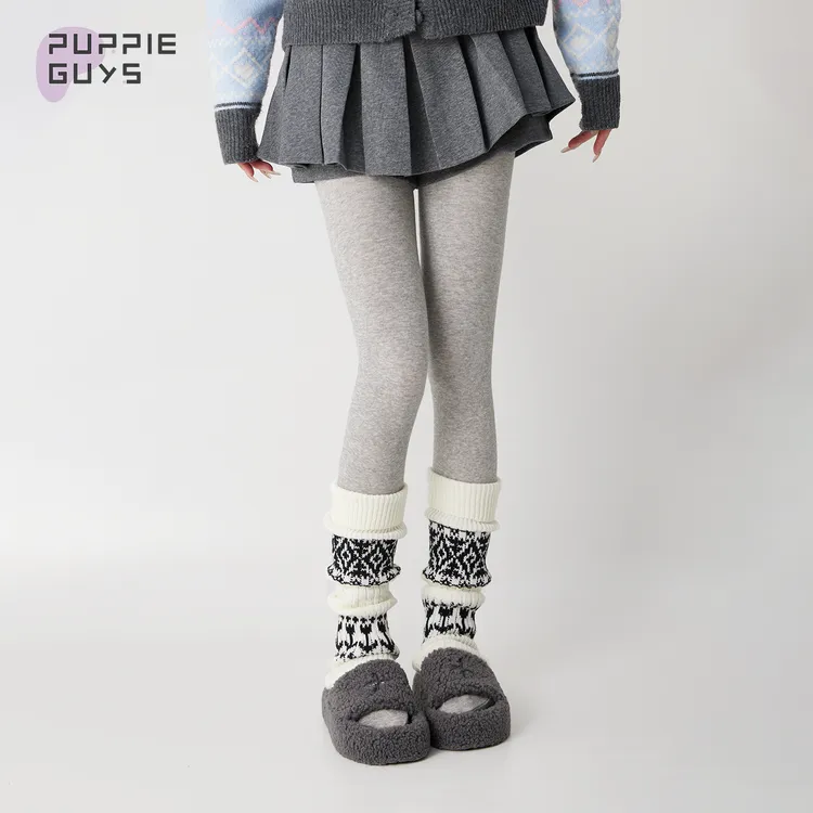 purpleguys袜套女秋冬加厚保暖羊毛雪地靴费尔岛复古堆堆小腿套tz