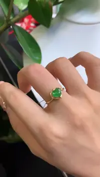 翡翠18K金镶嵌颈饰戒指