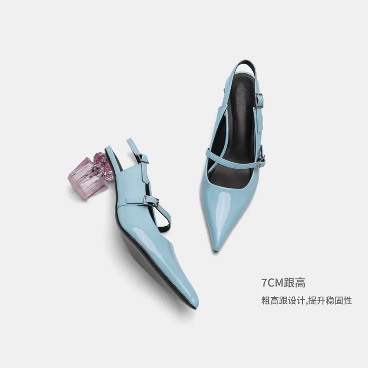 Cihi設計‘梦回凡尔赛‘ 设计师香水波尔卡跟 鎏金四溢中跟后空单鞋