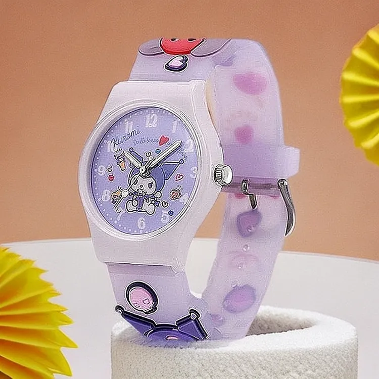 紫色卡通库洛米手表女童果冻表石英表儿童耐摔可爱爱情手表小学生