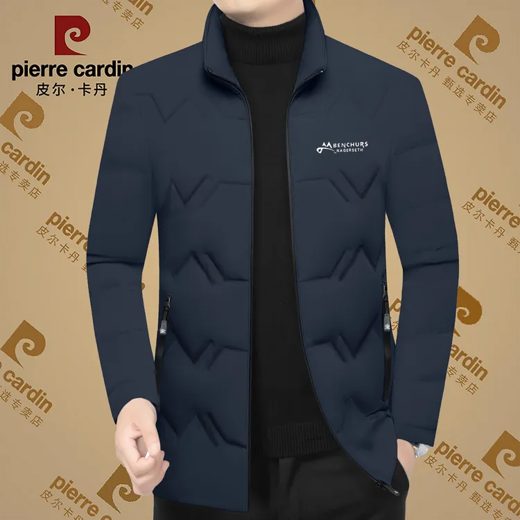 皮尔卡丹男士立领羽绒服保暖外套男装商务休闲鸭绒轻薄款时尚男装