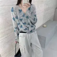 【蓝色爱心开衫】慵懒风秋冬新款圆领长袖针织衫毛衣开衫女
