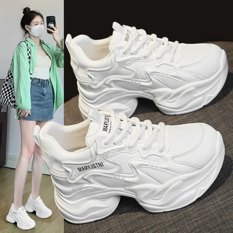 厚底老爹鞋女2025秋季超火巨好看真皮小白鞋百搭增高运动休闲鞋