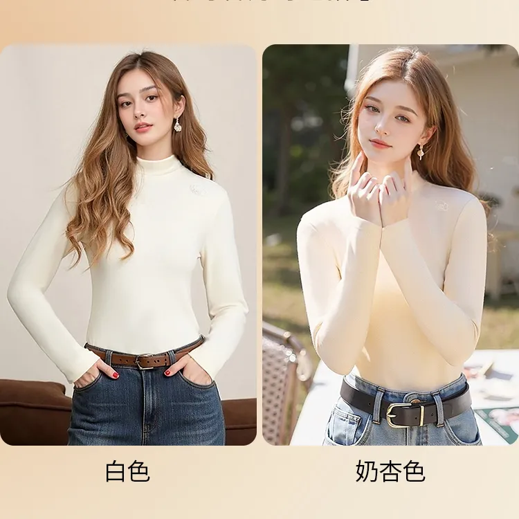 IRRYFEN/衣氛【华哥专属】加厚中领山茶花刺绣山羊绒蚕丝打底衫1313