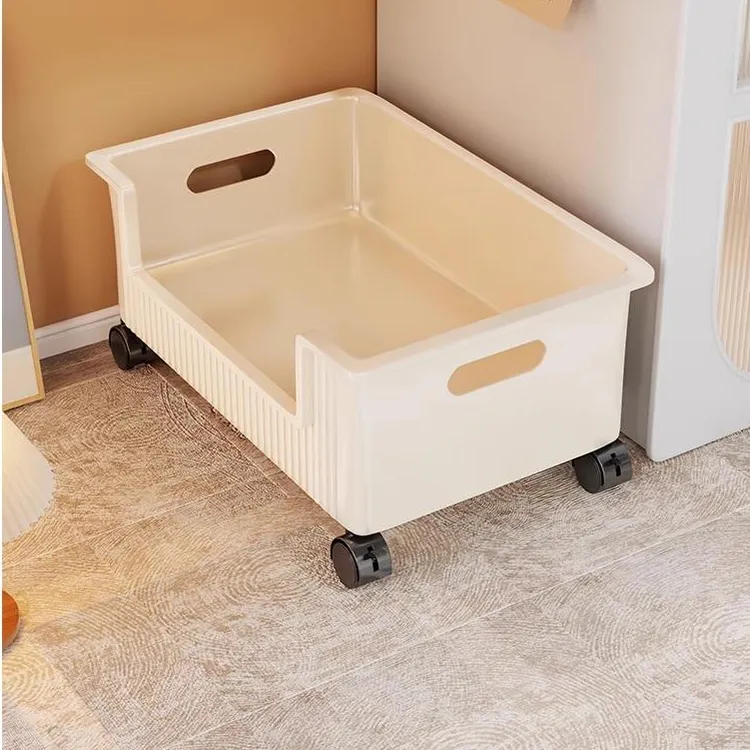 桌下书本收纳箱教室书包架滑轮可移动书箱学生桌面放书收纳盒书架